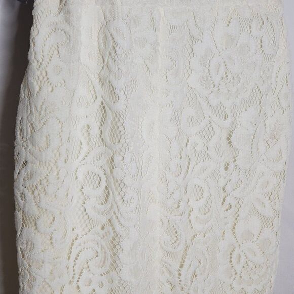 NEW Betsy & Adam One Shoulder Lace Dress 14 Sleeveless A-LIne Cream Ivory - Picture 4 of 6